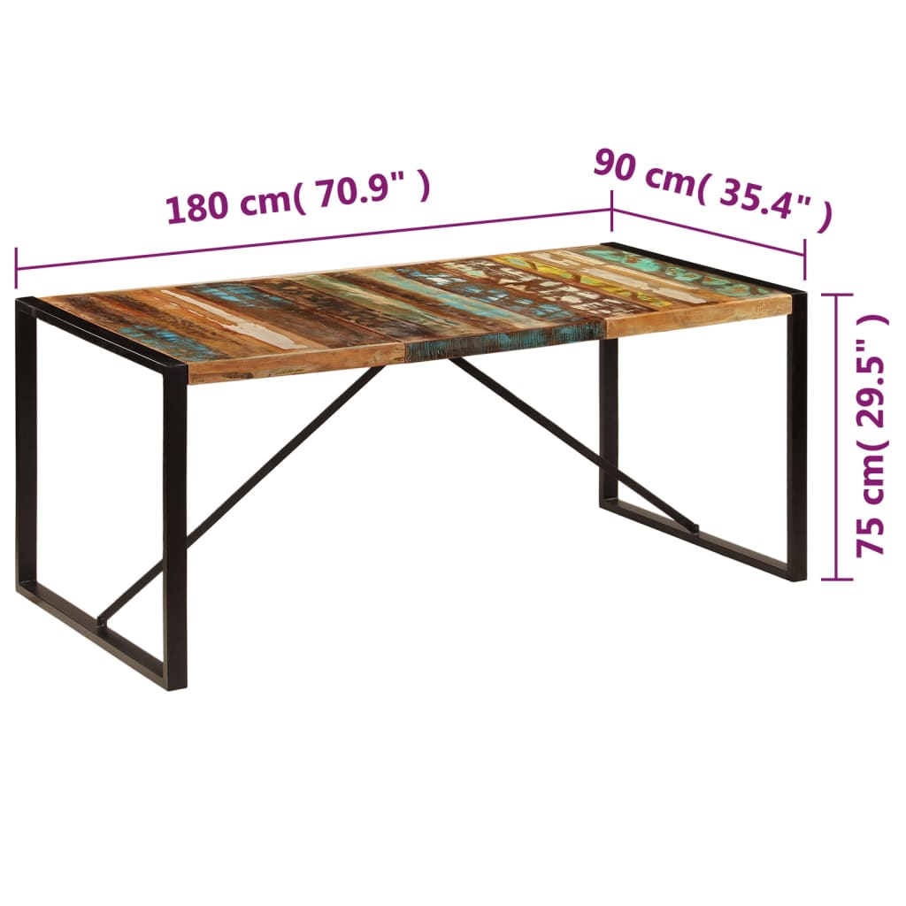 Dining Table 180x90x75 cm Solid Reclaimed Wood